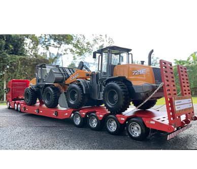 Conjunto Cavalo + Dolly + Prancha 4 eixos + 2 tratores 1:32